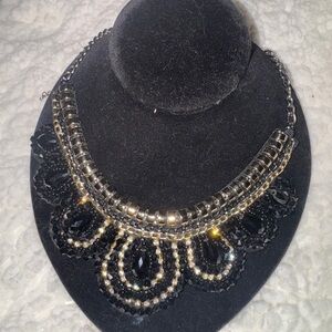 Elegant Black and Gold Statement Necklace